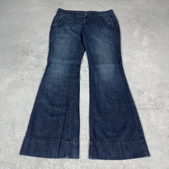 Ann Taylor LOFT Modern Flare Jeans Dark Wash - Size: 10 - Picture 2 of 9